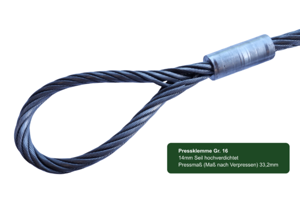 Mit 14mm Seil, hochverdichtet